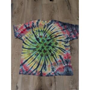 Vintage Hanes Heavyweight Tie Dye Weed Slang T-Shirt XL Rasta Spiral Cannabis